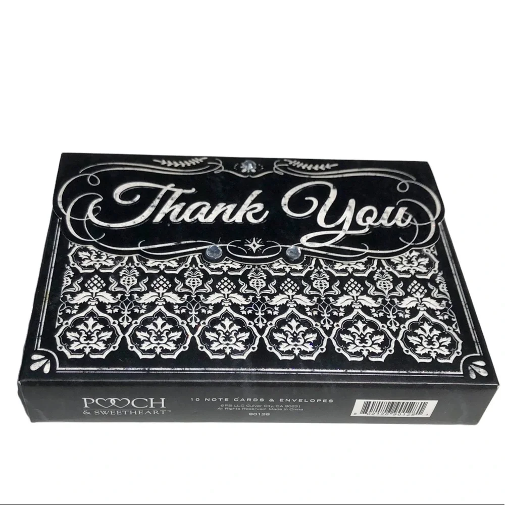 Pooch & Sweetheart Embellished Pouch Black & White Thank You Cards, 10ct (90128)